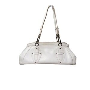 Cole Haan Trinity White‎ Leather Handbag With Silver Hardware Y2K Classic Rave